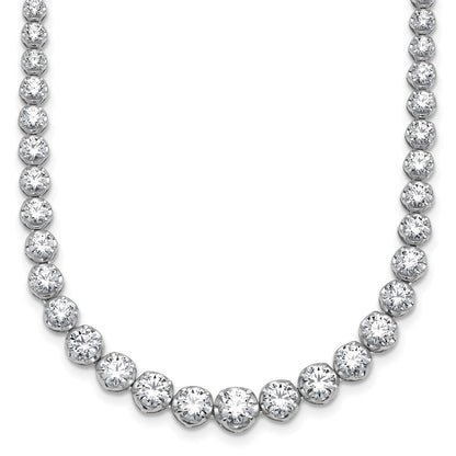 14K White Gold 10 1/20 carat Certified Lab Grown Diamond VS/SI+ G+ Complete Round 16 Inch Graduated Tennis Necklace