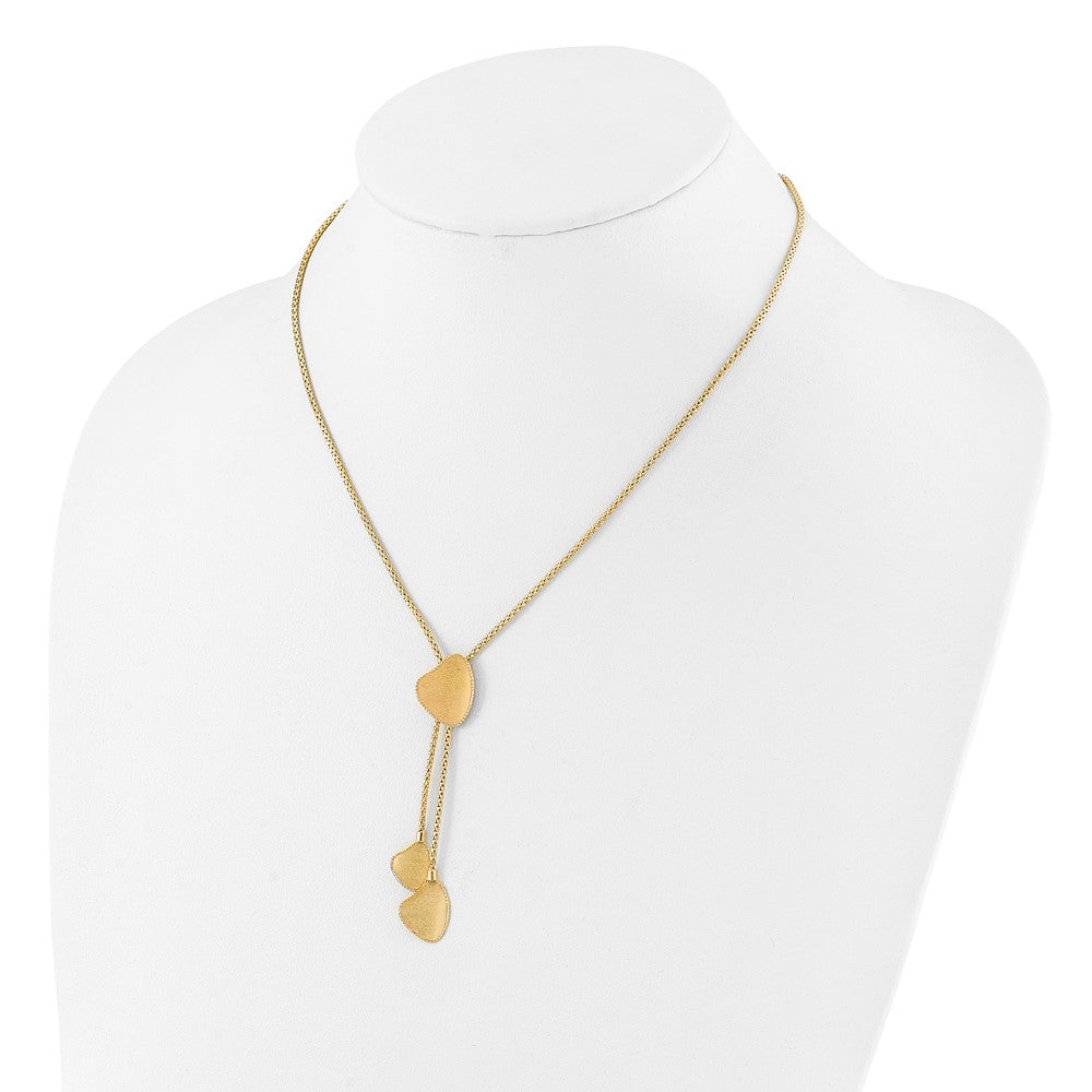 14K Yellow Gold Fancy Satin Drop Dangle 17 Inch Y-Necklace Plus 2 Inch Extender