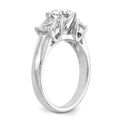 14K White Gold 3-Stone Peg Set Center Semi-mount Diamond Engagement Ring
