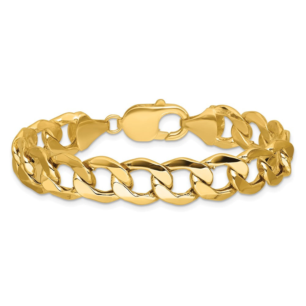 14K Yellow Gold 11.3mm Semi-Solid Curb Chain Bracelet