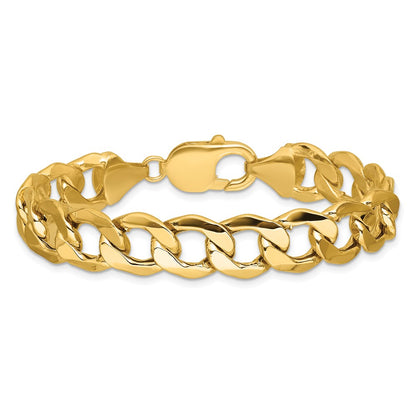 14K Yellow Gold 11.3mm Semi-Solid Curb Chain Bracelet
