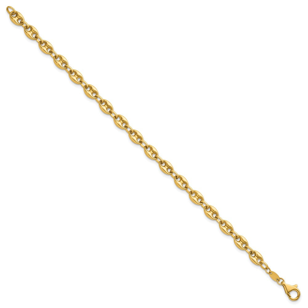14K Yellow Gold Polished 5.6mm Puffed Anchor/Mariner Link Chain Bracelet