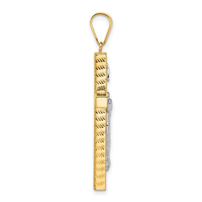 14K Two-Tone Gold Two-tone Polished and Diamond-cut Crucifix Pendant