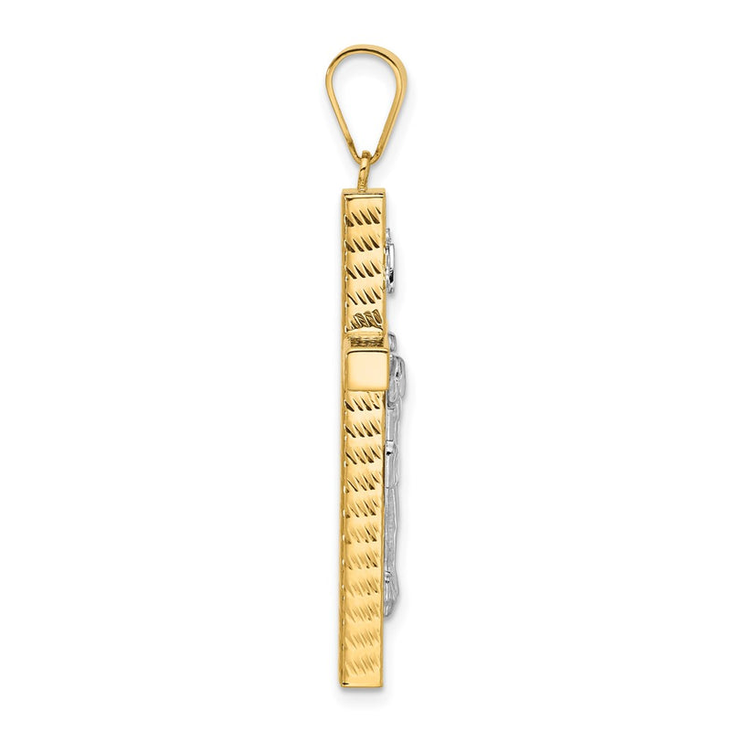 14K Two-Tone Gold Two-tone Polished and Diamond-cut Crucifix Pendant