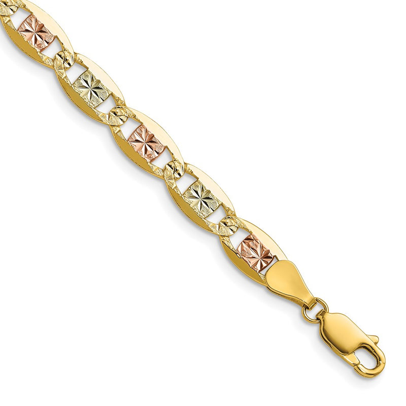 14K Tri-Color Gold 6.1mm Tri-color Gold Pav‚ Valentino Chain Necklace
