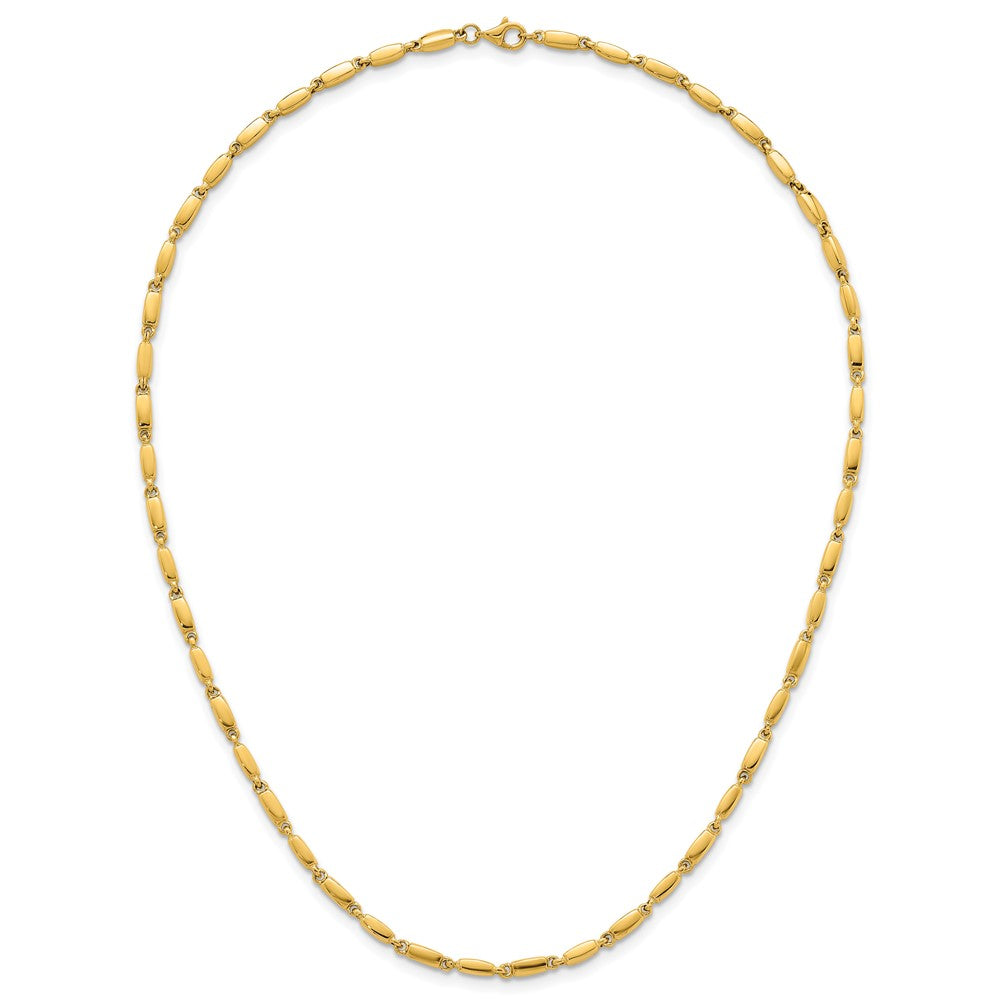 14K Yellow Gold Polished 3mm Fancy Bar Link 18 Inch Necklace