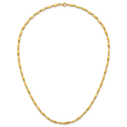 14K Yellow Gold Polished 3mm Fancy Bar Link 18 Inch Necklace