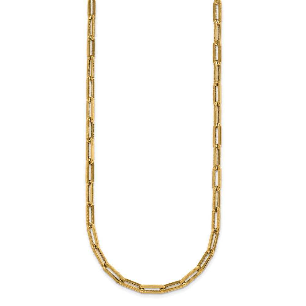 14K Yellow Gold Polished 4mm Paperclip Link 18 Inch Necklace
