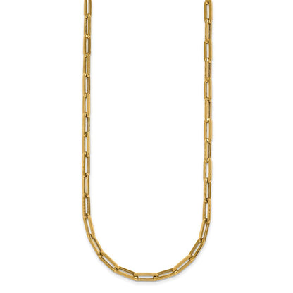 14K Yellow Gold Polished 4mm Paperclip Link 18 Inch Necklace