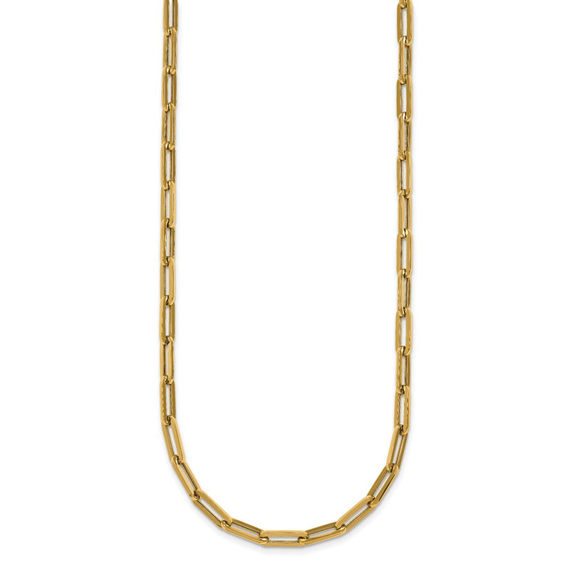 14K Yellow Gold Polished 4mm Paperclip Link 18 Inch Necklace