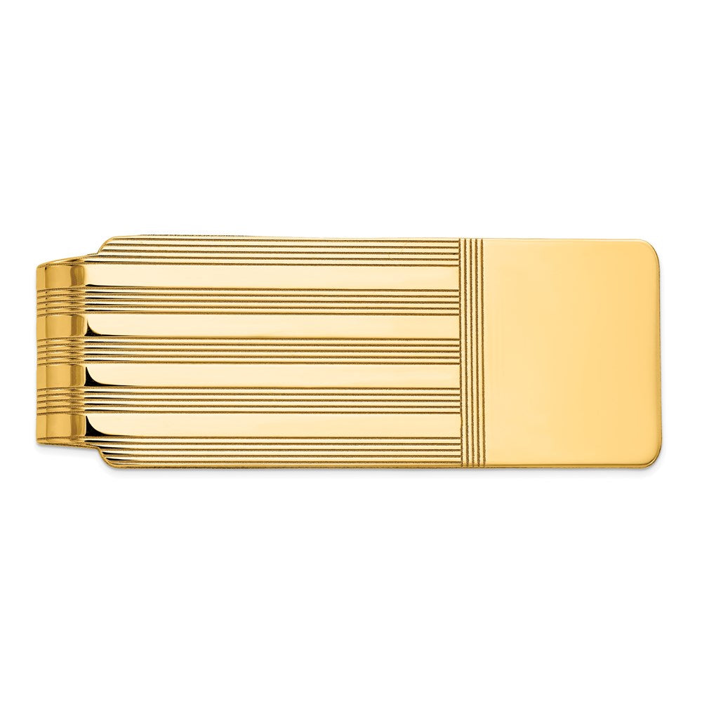 14K Yellow Gold Men's Grooved Polished Money Clip