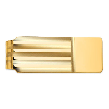 14K Yellow Gold Men's Grooved Polished Money Clip