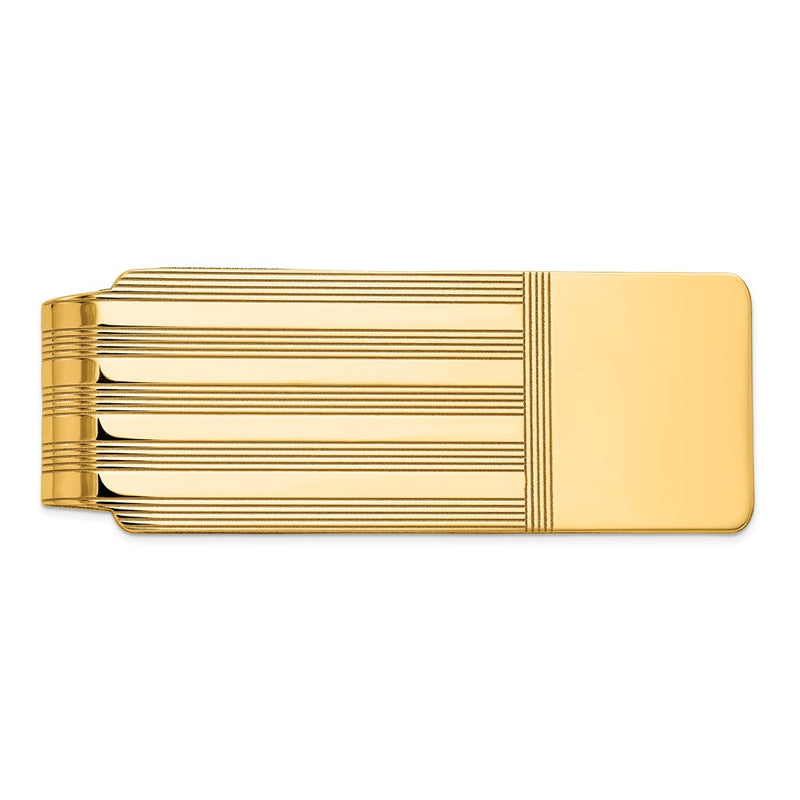 14K Yellow Gold Men's Grooved Polished Money Clip