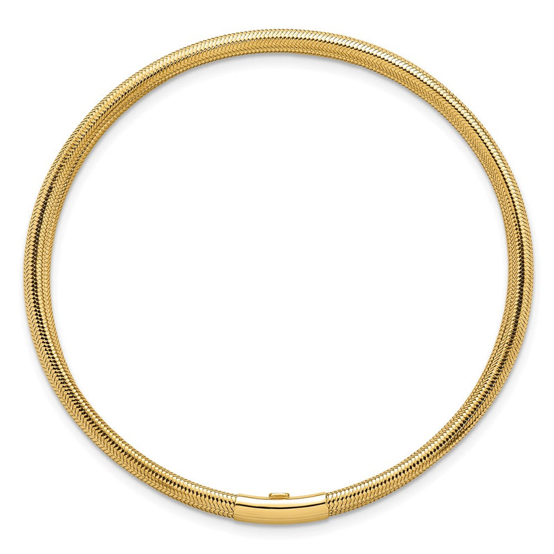 14K Yellow Gold Polished Three Strand Mesh Stretch Round Bracelet