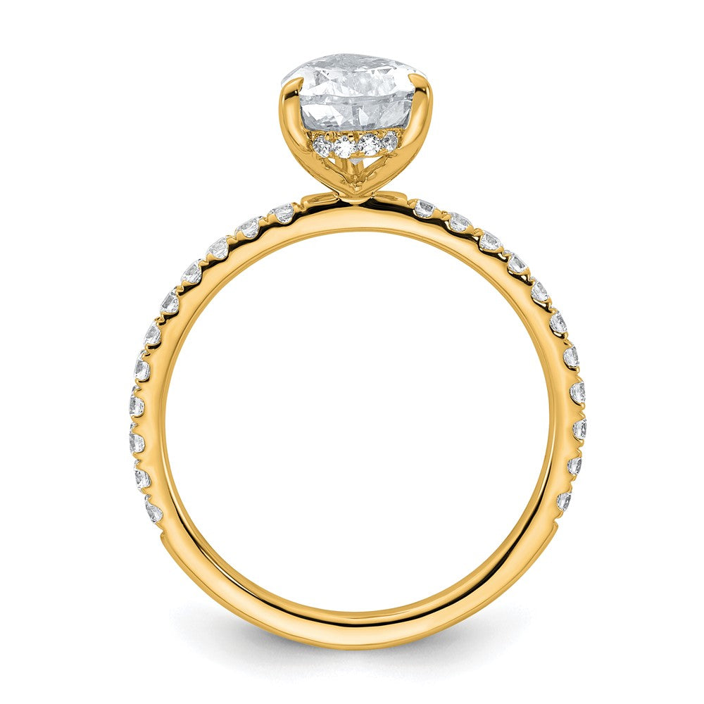 14K Yellow Gold 2 carat Certified Lab Grown Diamond VS+ F+ Pear Complete Solitaire with Flair Engagement Ring