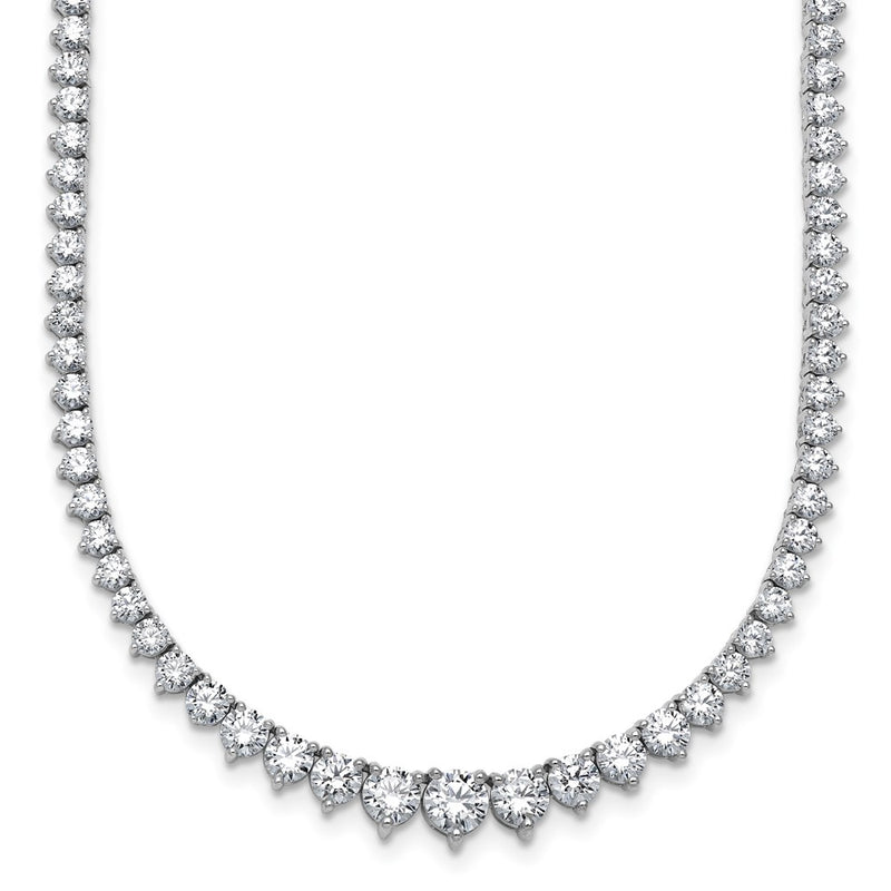 14K White Gold 10 7/8 carat Certified Lab Grown Diamond VS/SI+ G+ Complete Round 18 Inch Graduated Tennis Necklace