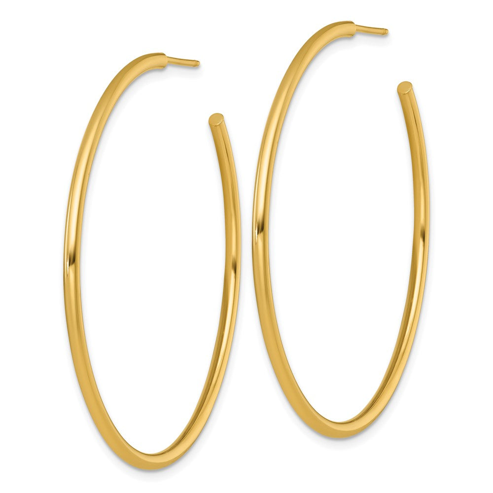 14K Yellow Gold Polished 2.0 x 50mm Tube C-Hoop Post Earrings