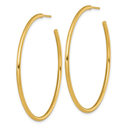 14K Yellow Gold Polished 2.0 x 50mm Tube C-Hoop Post Earrings