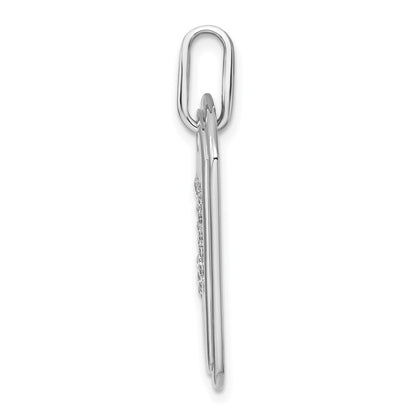 14K White Gold Diamond Initial J Dog Tag Charm