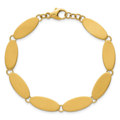 14K Yellow Gold Brushed 8mm Fancy Ovals 7 Inch Bracelet