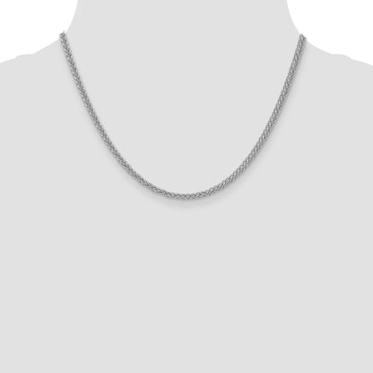 14K White Gold 2.6mm Semi-solid 3-Wire Wheat Chain Necklace