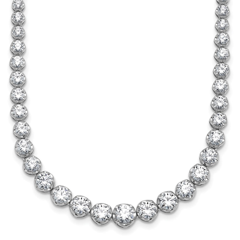 14K White Gold 10 1/20 carat Lab Grown Diamond VS+ F+ Complete Round 16 Inch Graduated Tennis Necklace