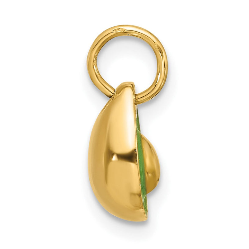 14K Yellow Gold 3-D Green Epoxy Fancy Avocado Charm