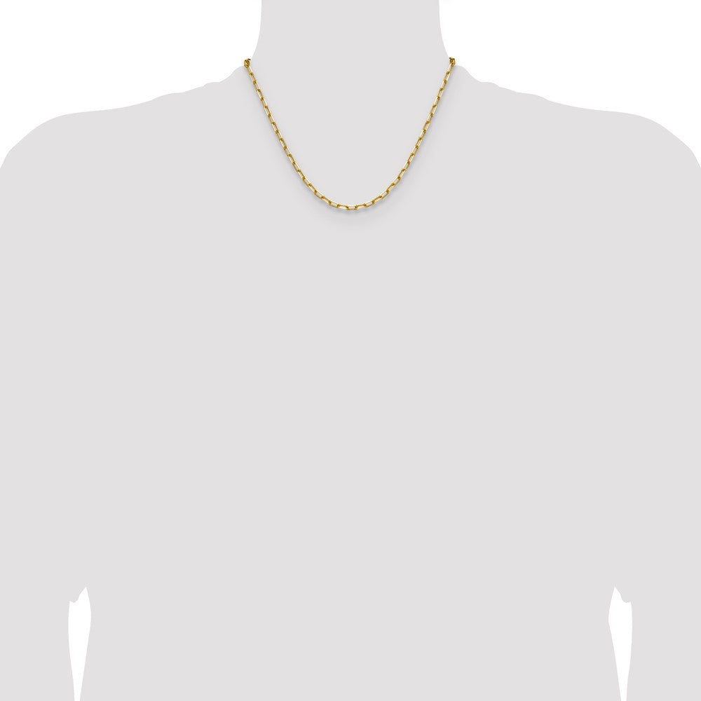 14K Yellow Gold 3.5mm Solid Beveled Paperclip Chain Necklace