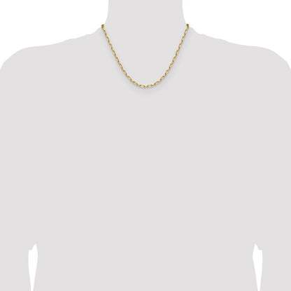 14K Yellow Gold 3.5mm Solid Beveled Paperclip Chain Necklace