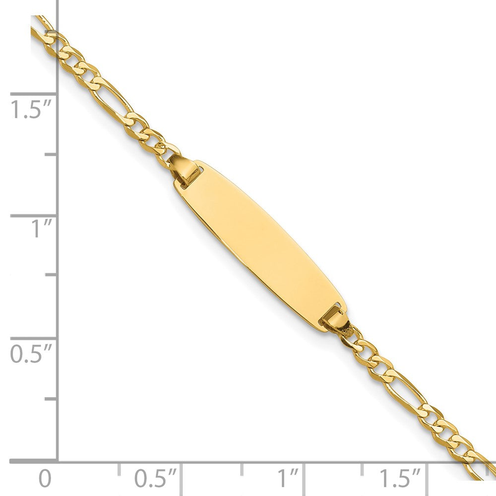 14K Yellow Gold Polished Solid Chain/Solid Plate Figaro Link 19.5x5.5mm Plate 8 Inch ID Bracelet
