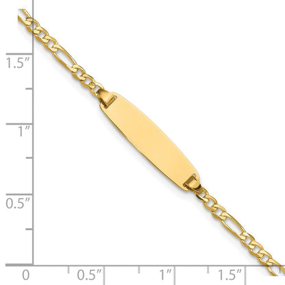 14K Yellow Gold Polished Solid Chain/Solid Plate Figaro Link 19.5x5.5mm Plate 8 Inch ID Bracelet