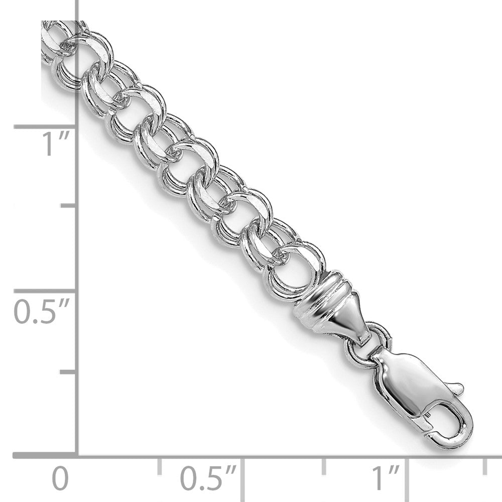 14K White Gold 4.75mm Diamond-cut Solid Heavy Double Link 7 Inch Charm Bracelet