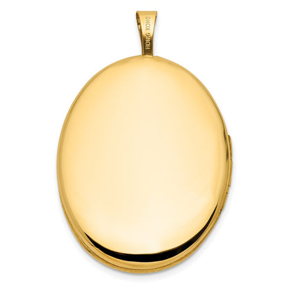 14K Yellow Gold Polished Floral Scrolled 20mm Oval Locket