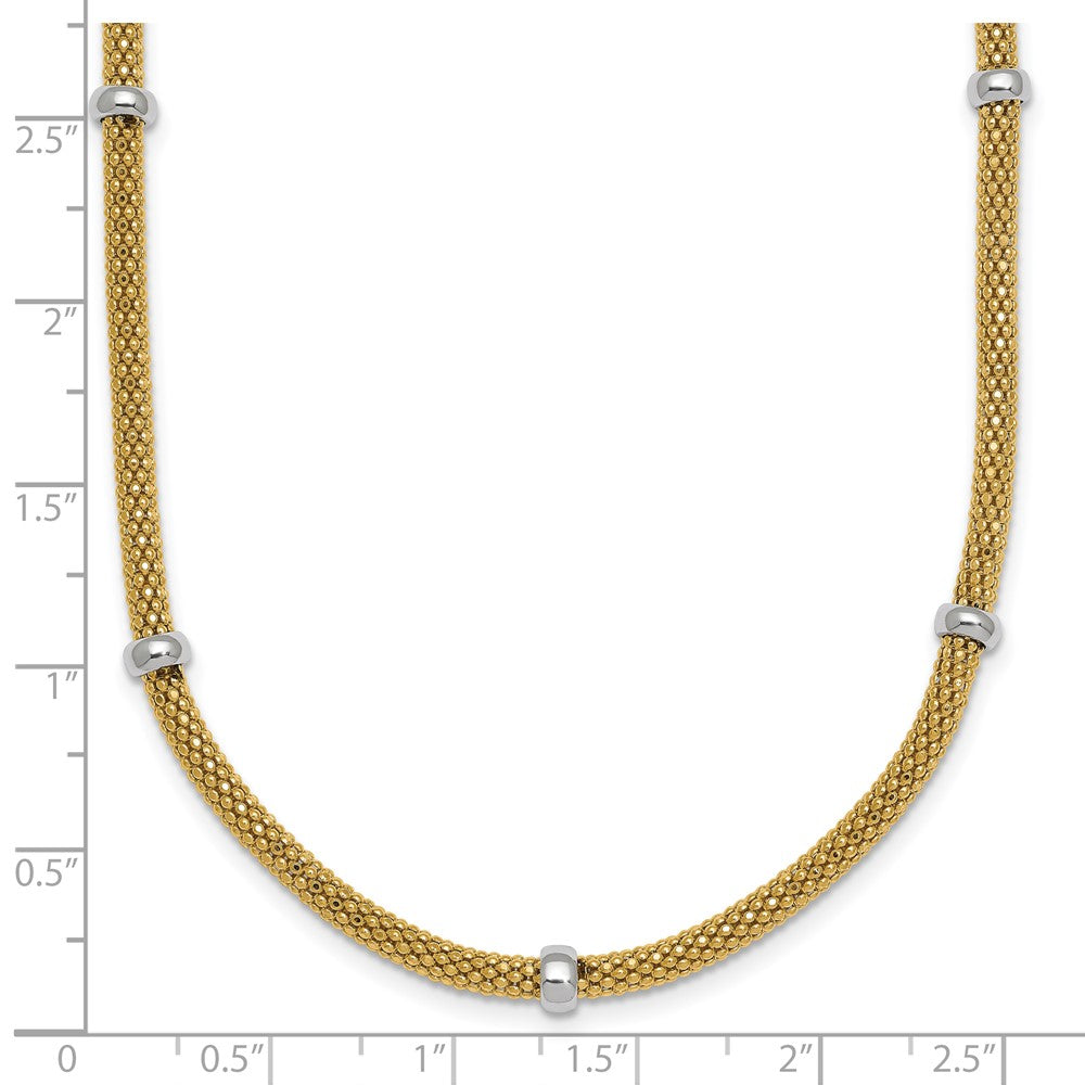 14K Two-Tone Gold Two-tone Polished 7.5mm Fancy Mesh With Bead 18 Inch Necklace
