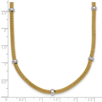 14K Two-Tone Gold Two-tone Polished 7.5mm Fancy Mesh With Bead 18 Inch Necklace