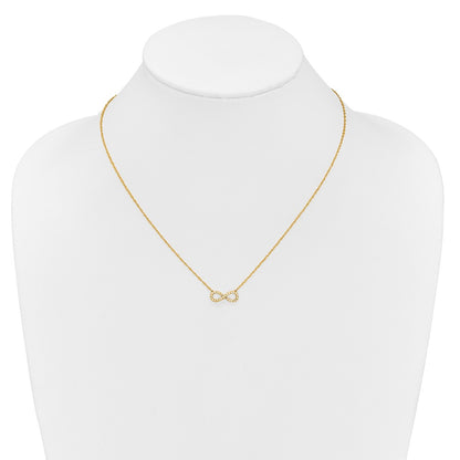 14K Yellow Gold Polished 1/6 carat Diamond Infinity Symbol 18 Inch Necklace