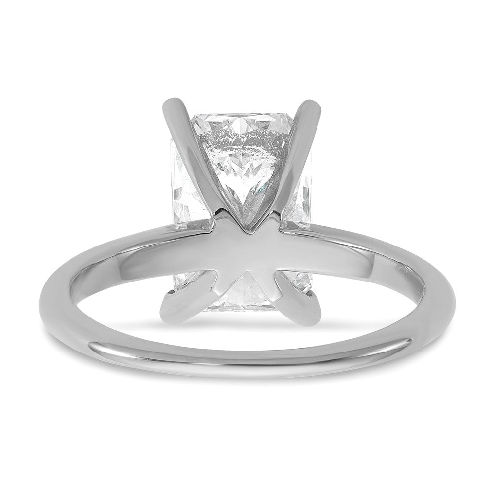 14K White Gold 3 carat Lab Grown Diamond VS+ F+ Radiant Solitaire Complete Engagement Ring