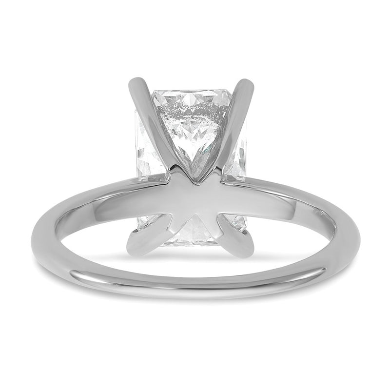 14K White Gold 3 carat Lab Grown Diamond VS+ F+ Radiant Solitaire Complete Engagement Ring