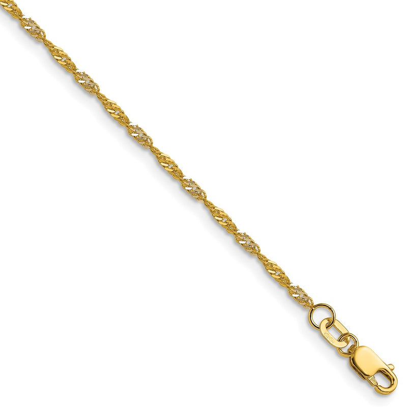 14K Yellow Gold with Rhodium 1.65mm Singapore Chain Necklace