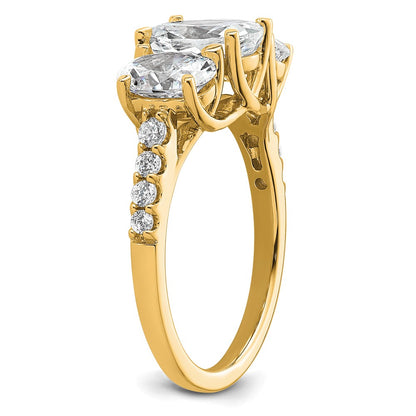 14K Yellow Gold 2 3/4 carat Lab Grown Diamond VS+ F+ Oval Complete Three Stone Engagement Ring
