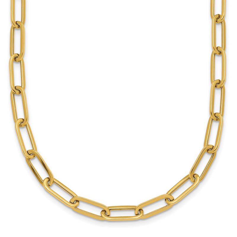 14K Yellow Gold Polished 4.75mm Paper Clip Link 18 Inch Necklace