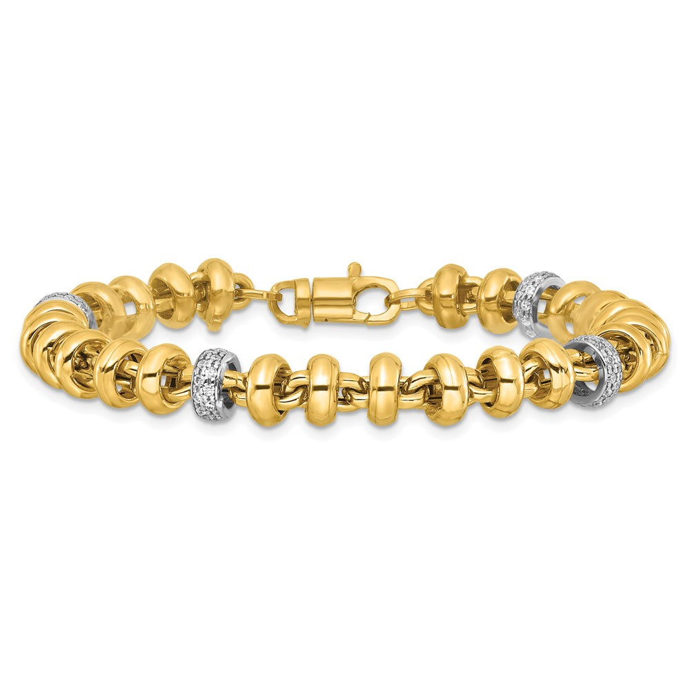 14K Two-Tone Gold Two-tone Polished Fancy Link CZ 7.5 Inch Bracelet