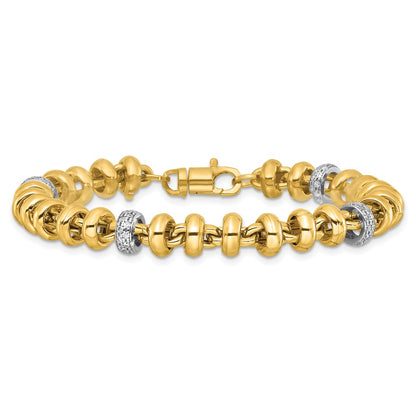 14K Two-Tone Gold Two-tone Polished Fancy Link CZ 7.5 Inch Bracelet