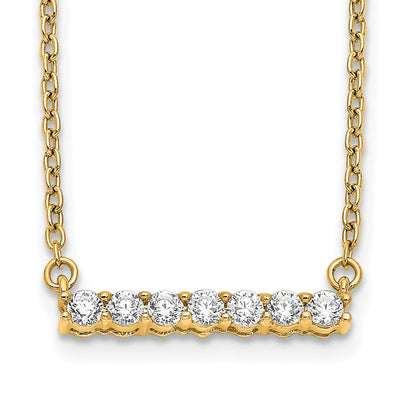 14K Yellow Gold Polished 1/4 carat Diamond Bar 18 Inch Necklace