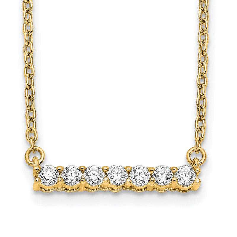 14K Yellow Gold Polished 1/4 carat Diamond Bar 18 Inch Necklace