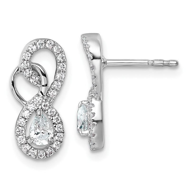 14K White Gold Polished 1/2 carat Diamond Infinity Drop Post Earrings