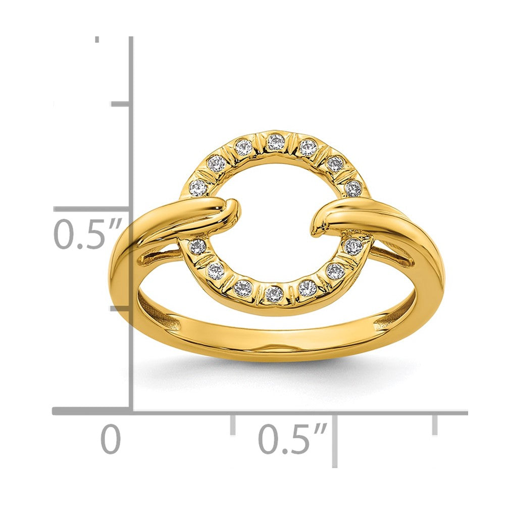 14K Yellow Gold Polished Diamond Open Circle Fashion Ring
