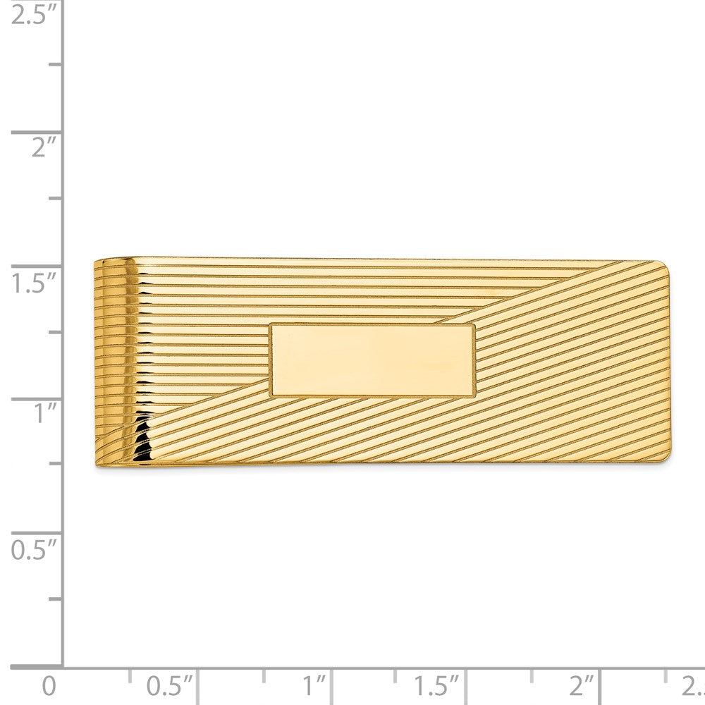 14K Yellow Gold Men's Grooved Polished Money Clip