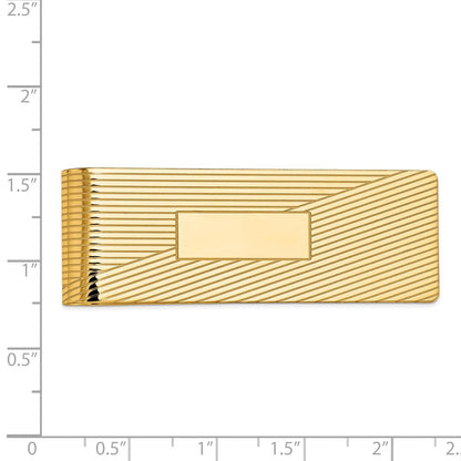 14K Yellow Gold Men's Grooved Polished Money Clip