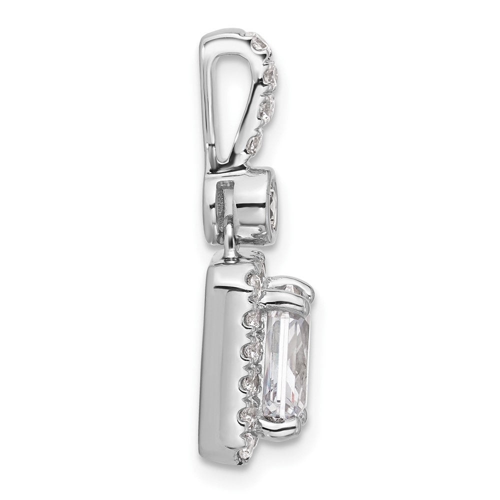 14K White Gold 2 carat Lab Grown Diamond VS+ F+ Radiant Complete Halo Pendant